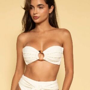 MONTCE  Black Cream Bandeau Bikini Top Only